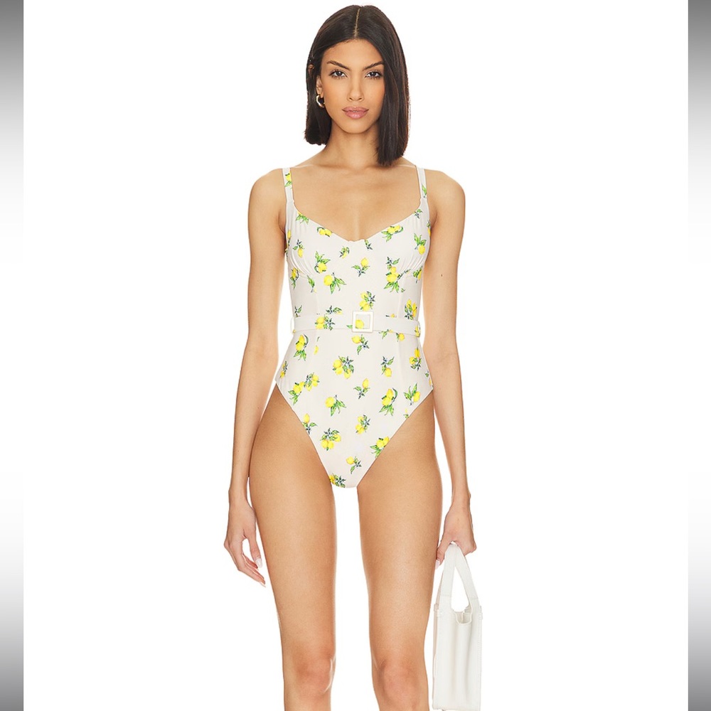 WeWoreWhat Underwire One Piece in Ditsy Lemons Off White Multi